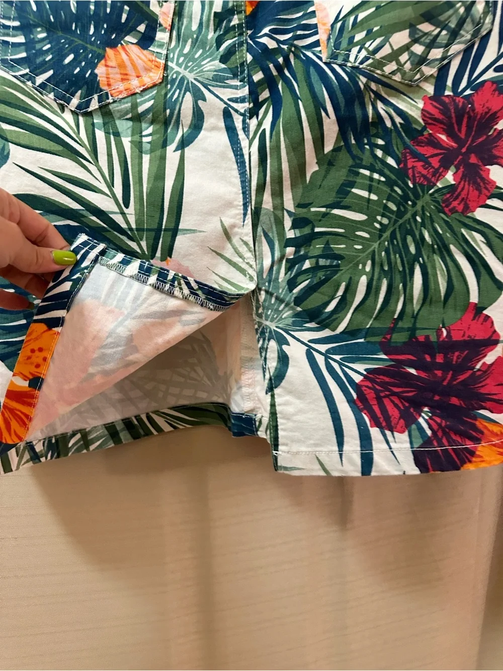 Blue Identity Tropical Floral Stretch Mini Skirt Cotton Blend Size 12/32 Boho - Picture 5 of 7